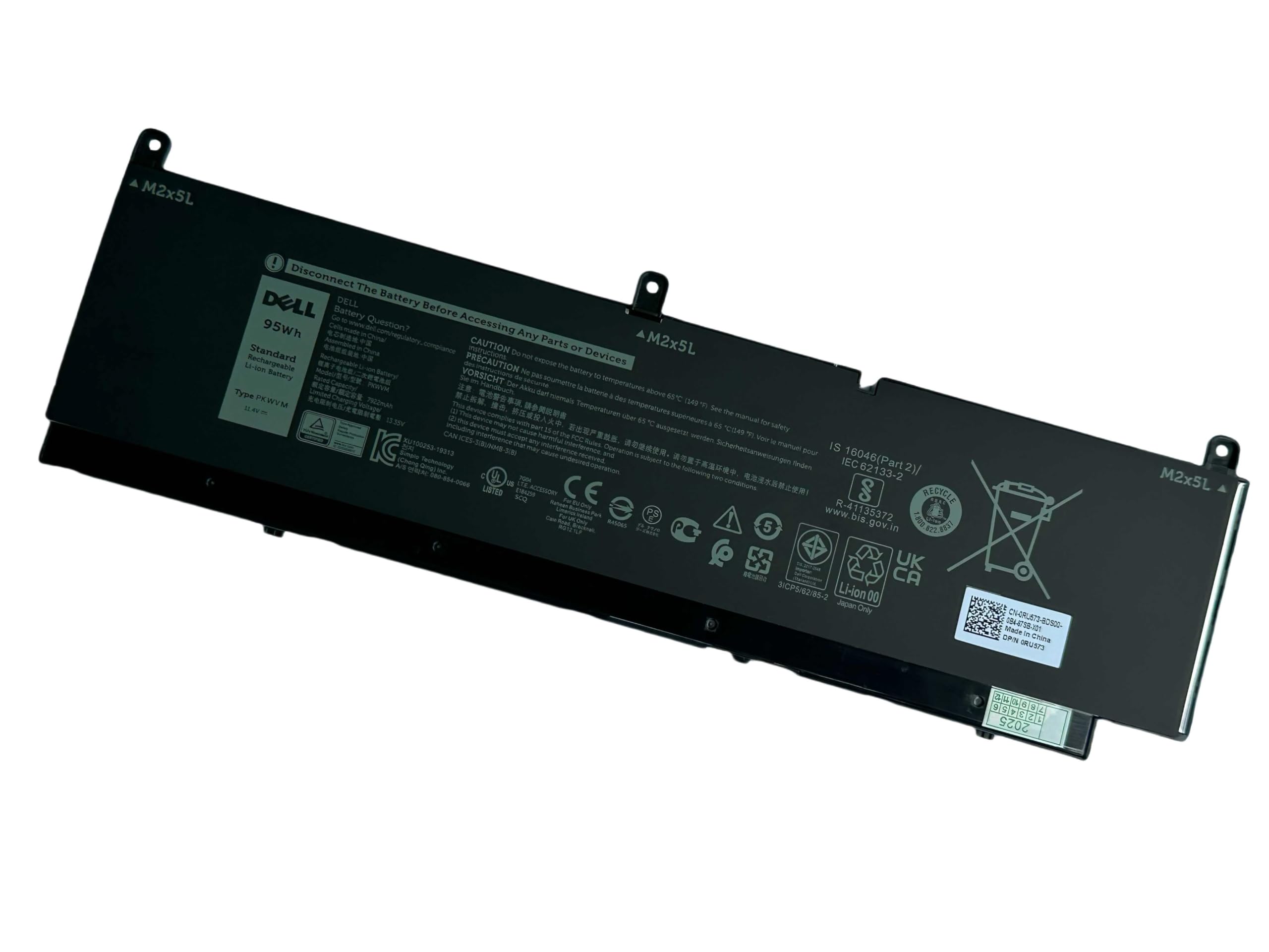 Amazon.com: DELL PKWVM 11.4V 95Wh 6-Cell Notebook Battery For Dell